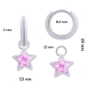 Сережки з підвісами Зірка сяюча з рожевими фіанітами, d 12 мм фото №3