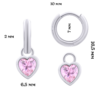 Сережки з підвісами Серце сяюче з рожевими фіанітами фото №3