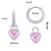 Сережки з підвісами Серце сяюче з рожевими фіанітами, d 12 мм фото №3