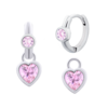 Сережки з підвісами Серце блискуче з рожевими фіанітами фото №1