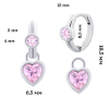 Сережки з підвісами Серце блискуче з рожевими фіанітами фото №3