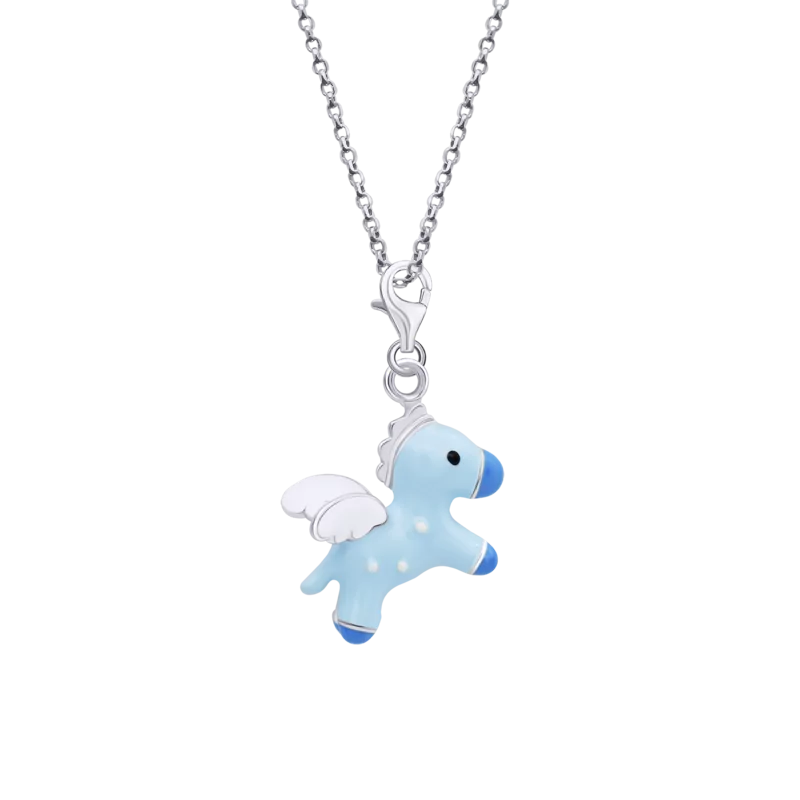 Кулон на карабіні Пегас блакитний фото