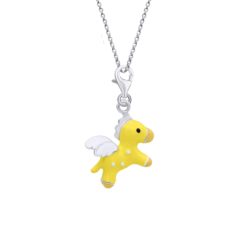 Кулон на карабіні Пегас жовтий фото