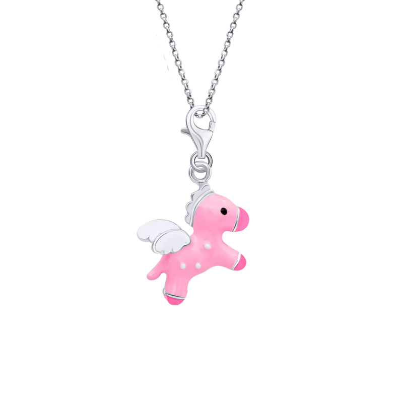 Кулон на карабіні Пегас рожевий фото