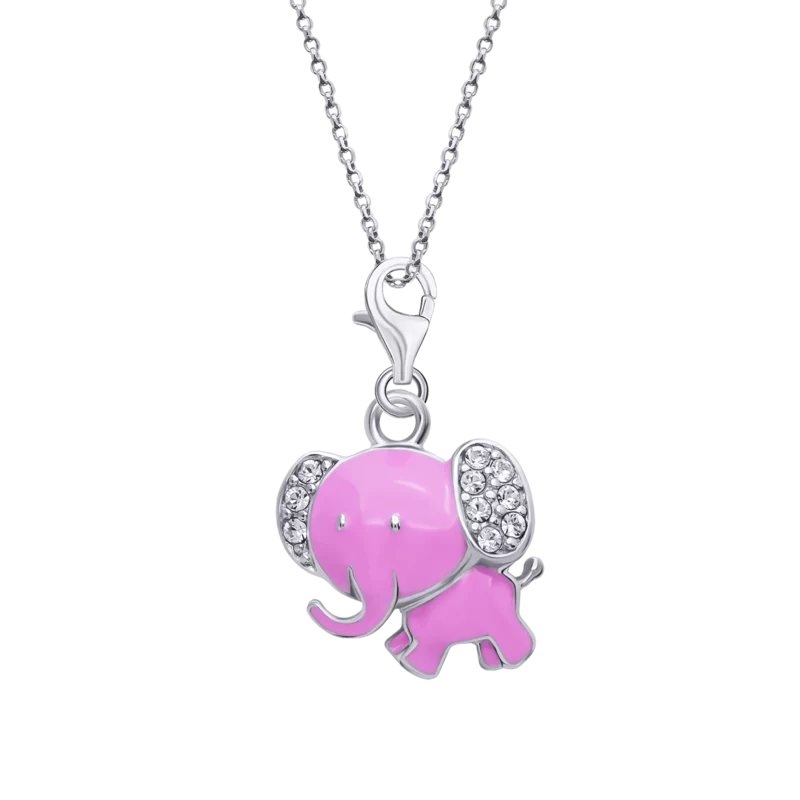 Кулон на карабіні Слон рожевий фото