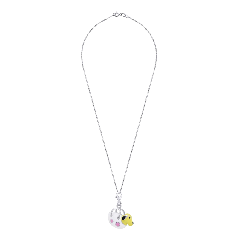 Кулон на карабіні Собачка в сумочці рожева фото