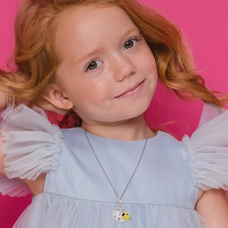 Кулон на карабіні Собачка в сумочці рожева фото