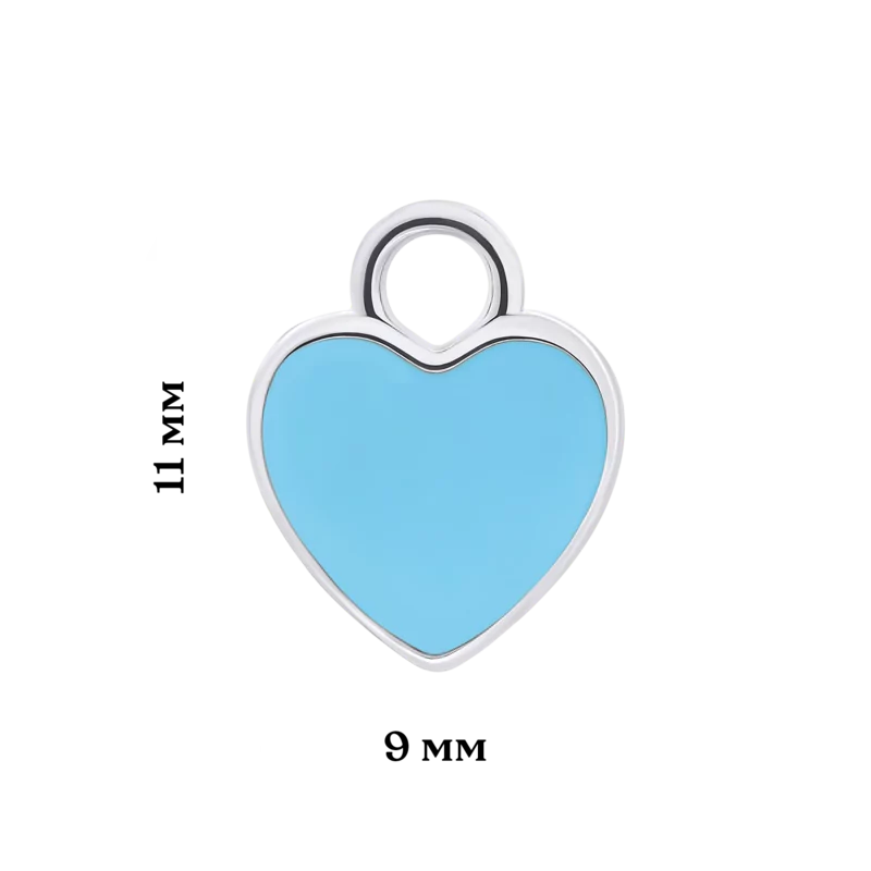 Подвески к серьгам Сердце с голубой эмалью фото