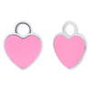 Earring pendants Heart with pink enamel photo №1