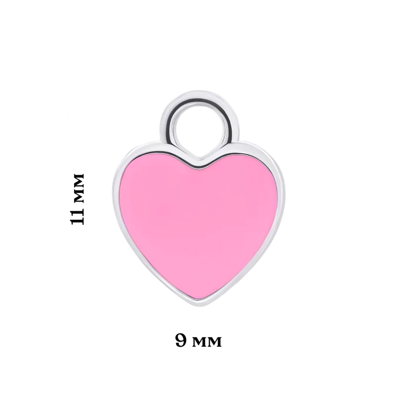 Подвески к серьгам Сердце с розовой эмалью фото