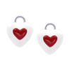 Підвіски до сережок Серце в серці з біло-червоною емаллю фото №1
