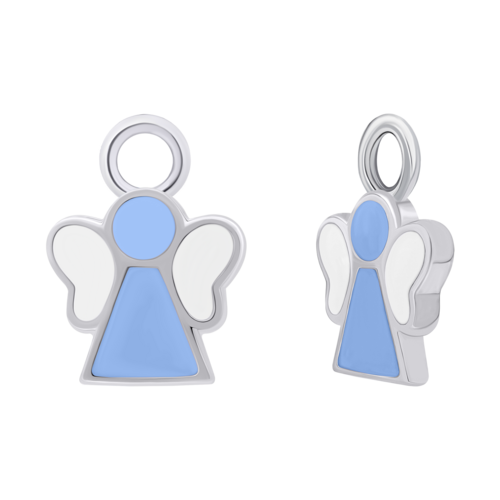 Подвески к серьгам Ангелочек с голубой и белой эмалью фото