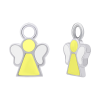 Підвіски до сережок Янголятко з жовтою та білою емаллю фото №1