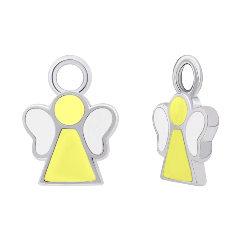 Підвіски до сережок Янголятко з жовтою та білою емаллю фото