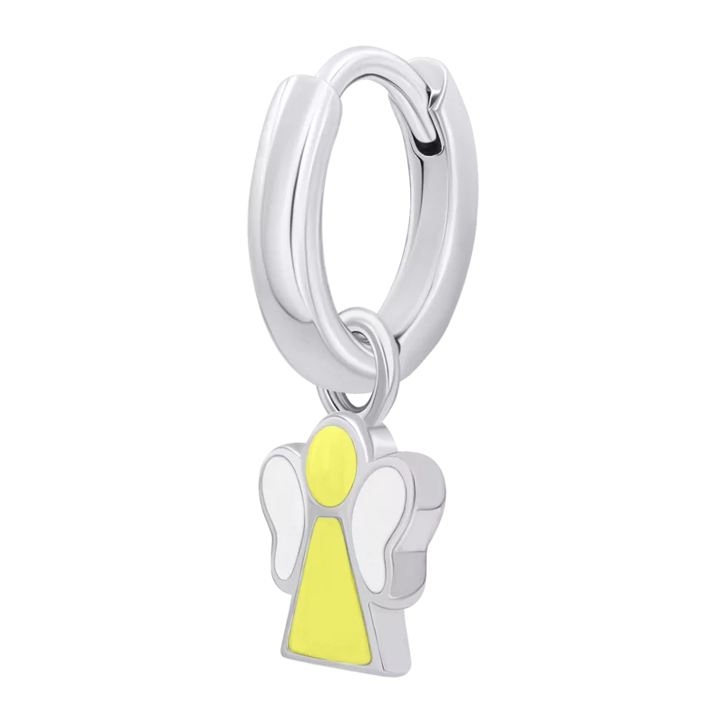 Підвіски до сережок Янголятко з жовтою та білою емаллю фото