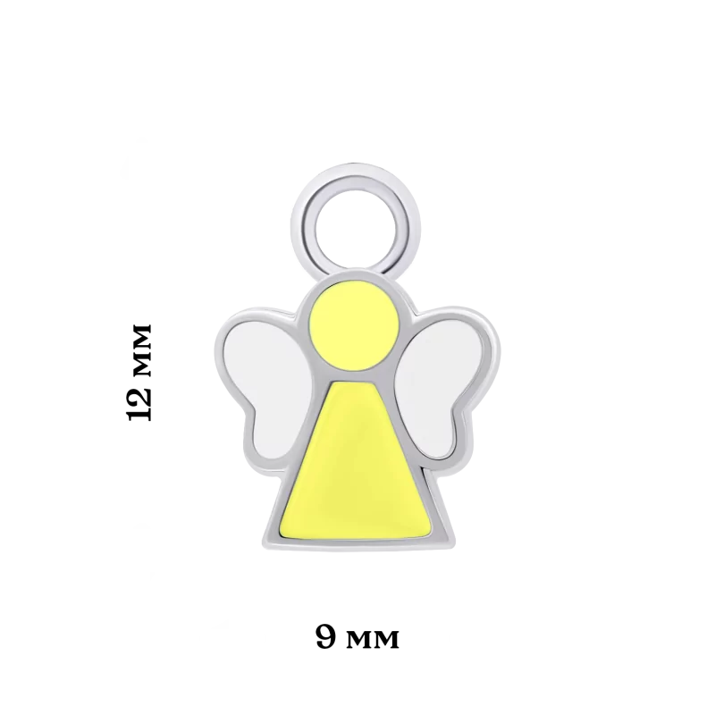 Підвіски до сережок Янголятко з жовтою та білою емаллю фото